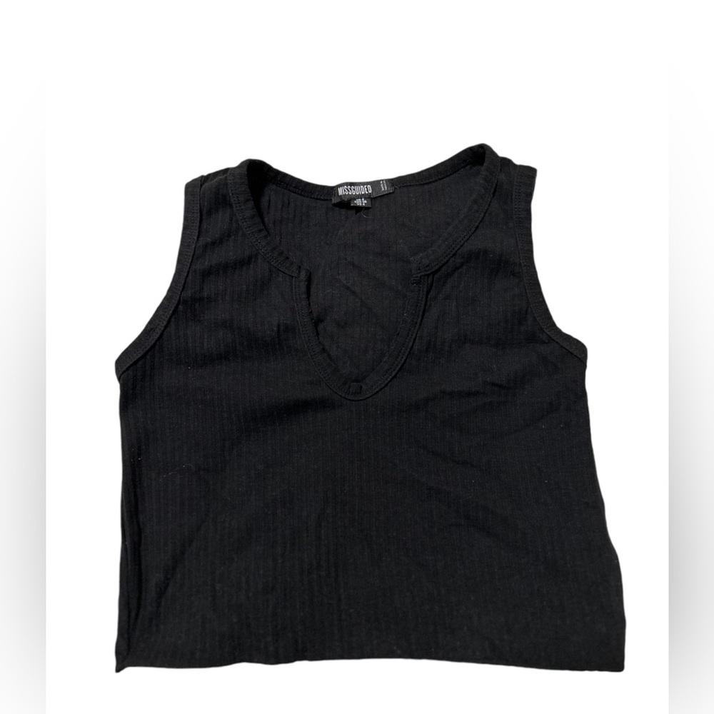 Missguided Black Ribbed Crop Top